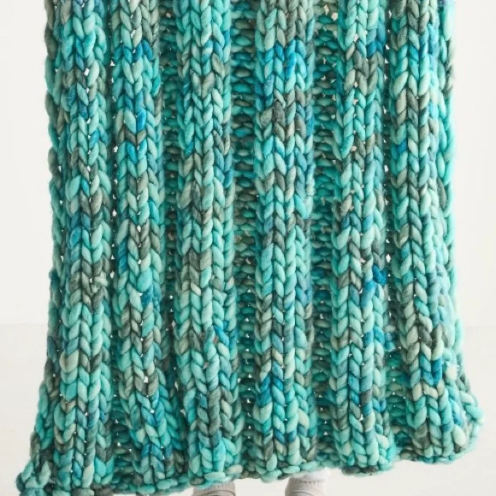 Chunky Wool Knit Throw Blanket